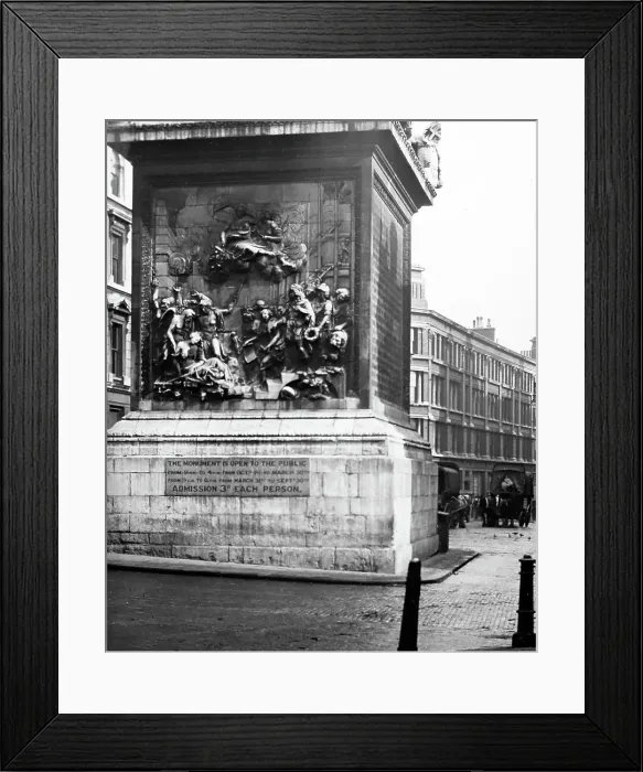 Framed Print : Base of the Monument, London, early 1900s Framed Print : Base of the Monument, London, early 1900s