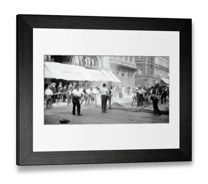 Framed Print : Road works gang, London Framed Print : Road works gang, London