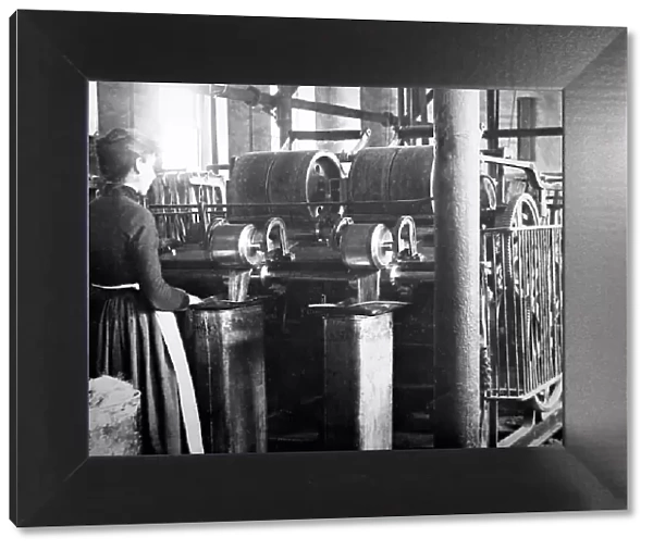 Production of linen, an Equaliser machine, Victorian period