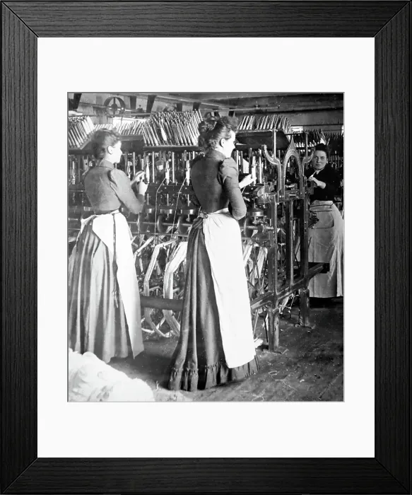Framed Print : Linen manufacture, Pirn winding machine Framed Print : Linen manufacture, Pirn winding machine