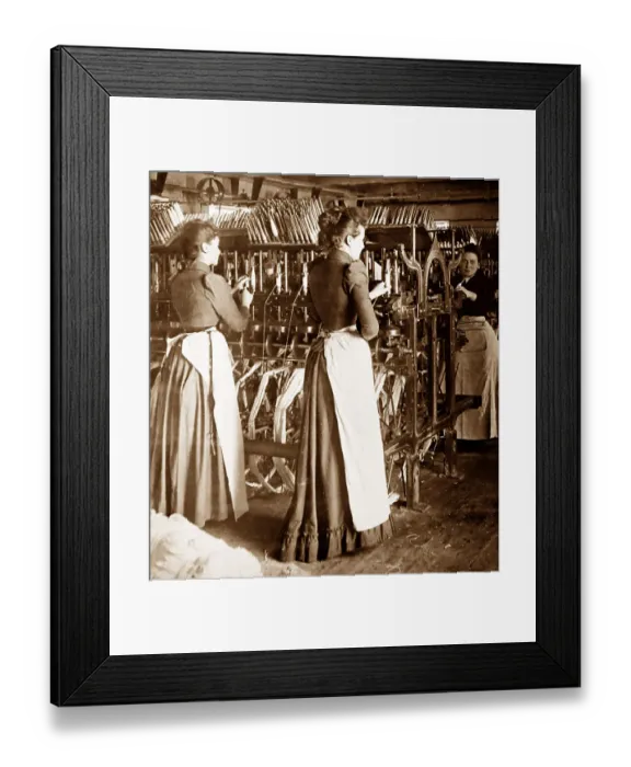 Framed Print : A Pirn Winding Machine, linen production, Victorian period Framed Print : A Pirn Winding Machine, linen production, Victorian period