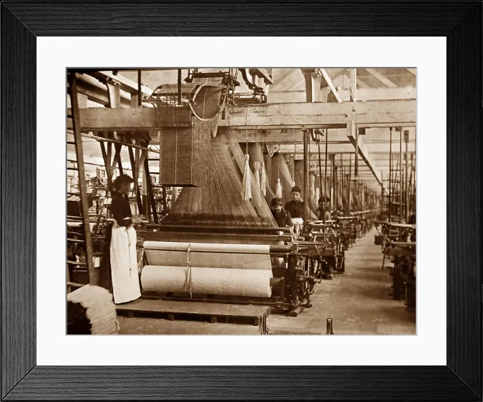Framed Print : Jacquard Looms, linen production, Victorian period Framed Print : Jacquard Looms, linen production, Victorian period