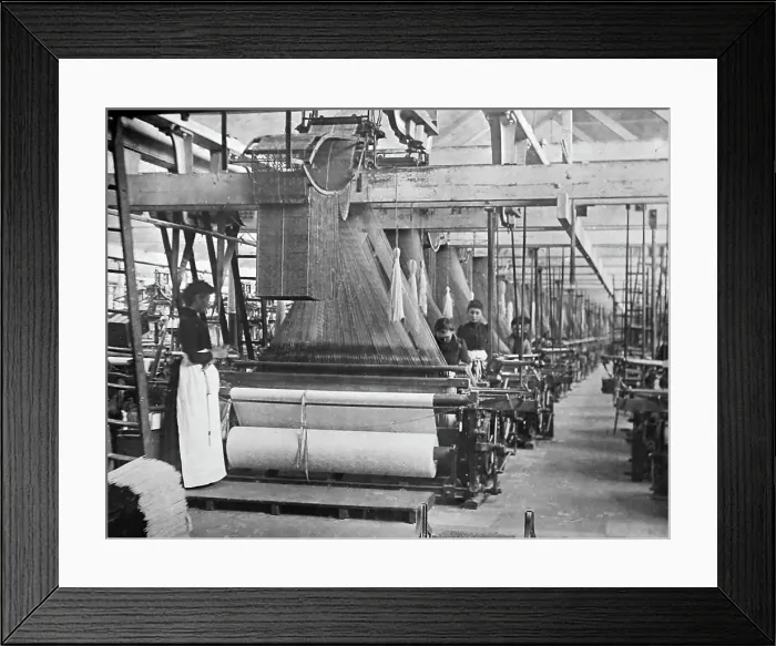 Framed Print : Linen manufacture, Jacquard loom Framed Print : Linen manufacture, Jacquard loom