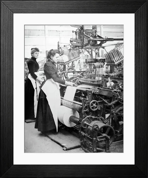 Framed Print : Linen manufacture, Dobbie loom Framed Print : Linen manufacture, Dobbie loom