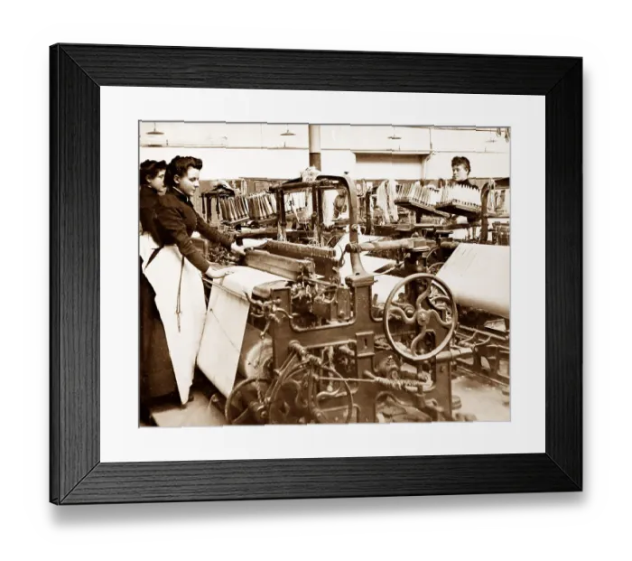 Framed Print : A Plain Power Loom, linen production, Victorian period Framed Print : A Plain Power Loom, linen production, Victorian period