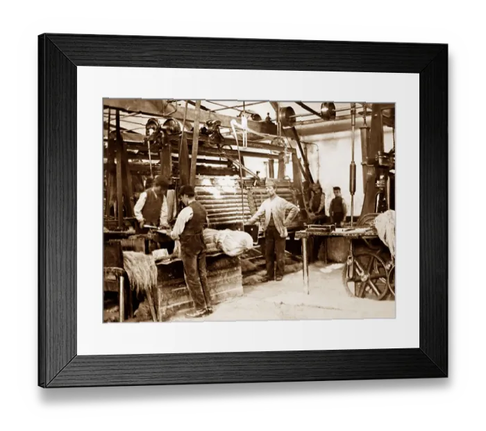 Framed Print : A hackling machine, linen production, Victorian period Framed Print : A hackling machine, linen production, Victorian period