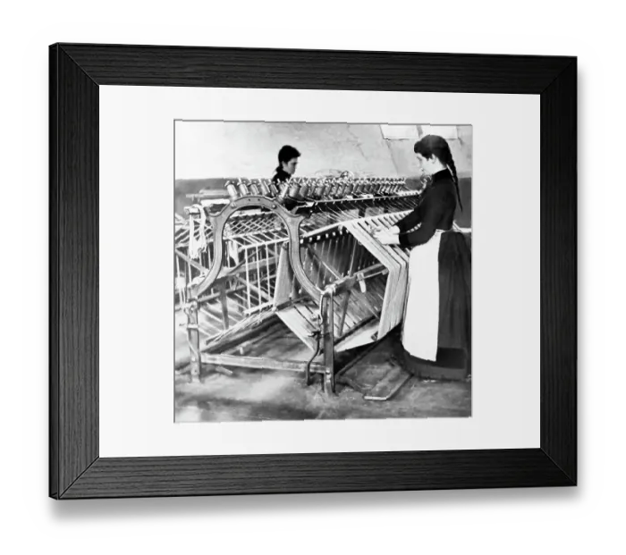 Framed Print : Linen manufacture, Reeling machine Framed Print : Linen manufacture, Reeling machine