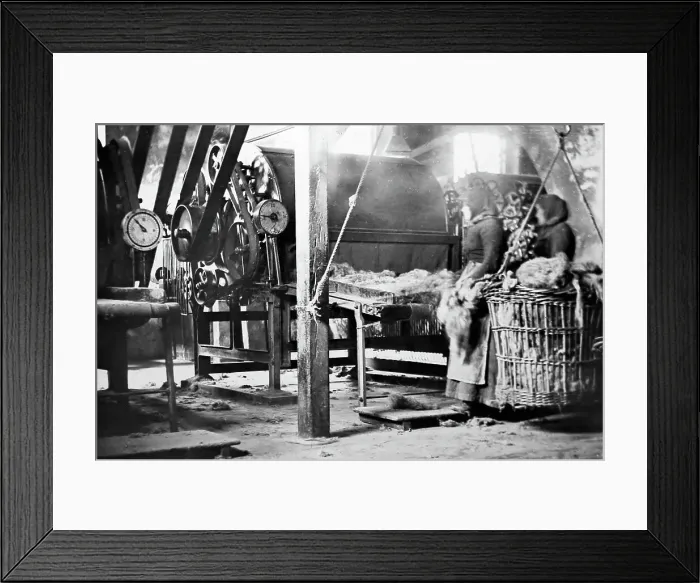 Framed Print : Linen manufacture, Tow breaker machine Framed Print : Linen manufacture, Tow breaker machine