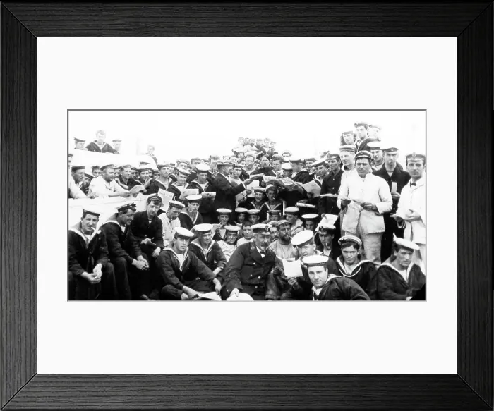 Framed Print : Crew of battleship before sailing Royal Navy Framed Print : Crew of battleship before sailing Royal Navy