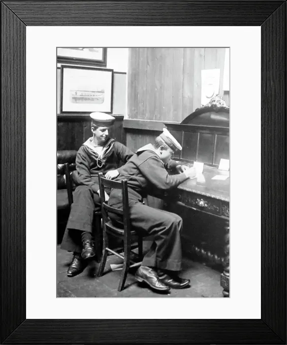 Framed Print : Sailor writing home at Royal Sailors Rest Portsmouth Framed Print : Sailor writing home at Royal Sailors Rest Portsmouth