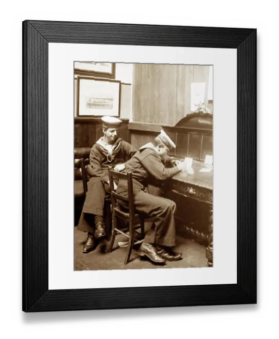 Framed Print : Sailor writing home at Royal Sailors Rest Portsmouth Framed Print : Sailor writing home at Royal Sailors Rest Portsmouth