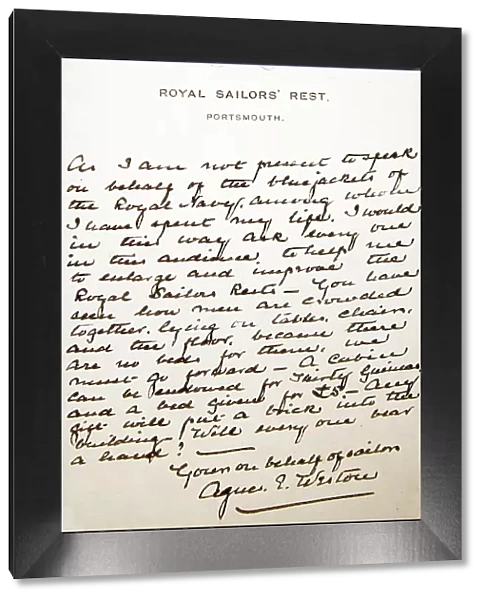 Letter by Agnes Weston Royal Sailors Rest Portsmouth