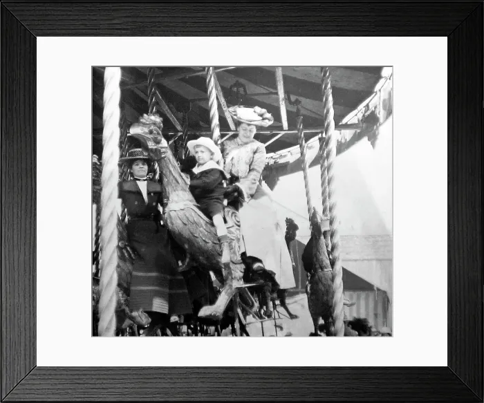 Framed Print : whitehaven fair in 1899 funfair lake district gallopers