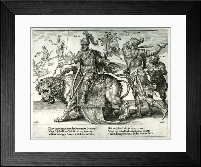 Framed Print : David Riding On A Lion and Saul Framed Print : David Riding On A Lion and Saul