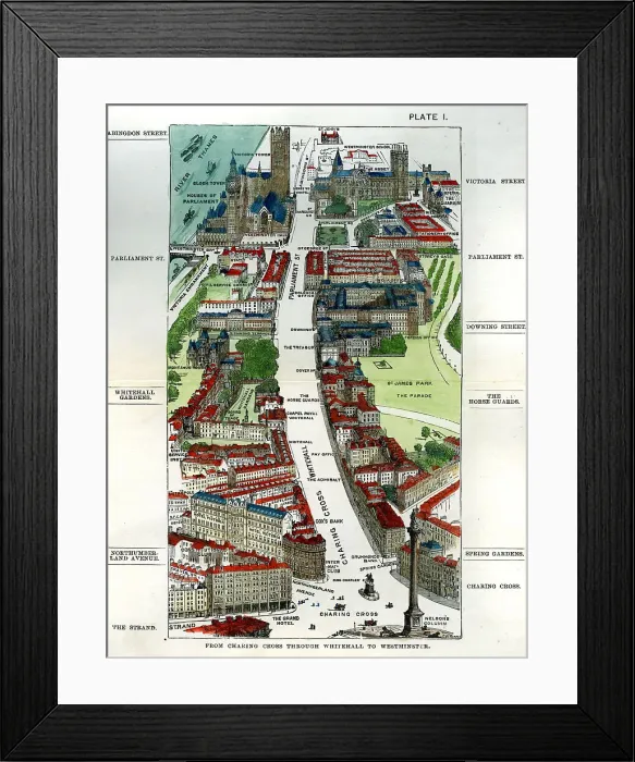 Framed Print : Walks of London - Charing Cross Through Whitehall ? Framed Print : Walks of London - Charing Cross Through Whitehall ?