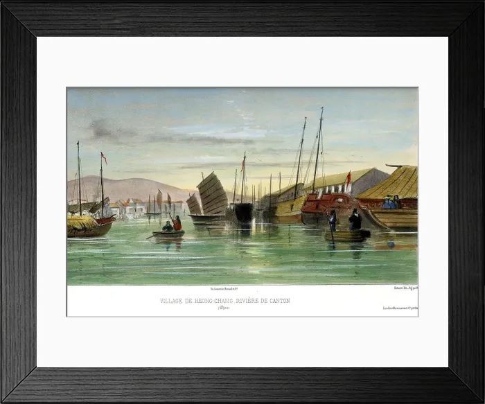 Framed Print : Village of Heong Chang, Canton River, China Framed Print : Village of Heong Chang, Canton River, China