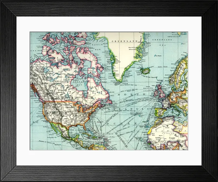 Framed Print : North Atlantic Trade Routes Framed Print : North Atlantic Trade Routes