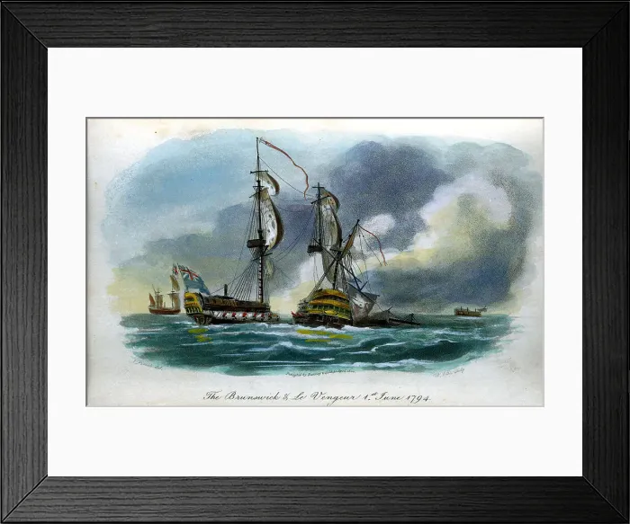 Framed Print : The Brunswick and Le Vengeur 1794 Framed Print : The Brunswick and Le Vengeur 1794
