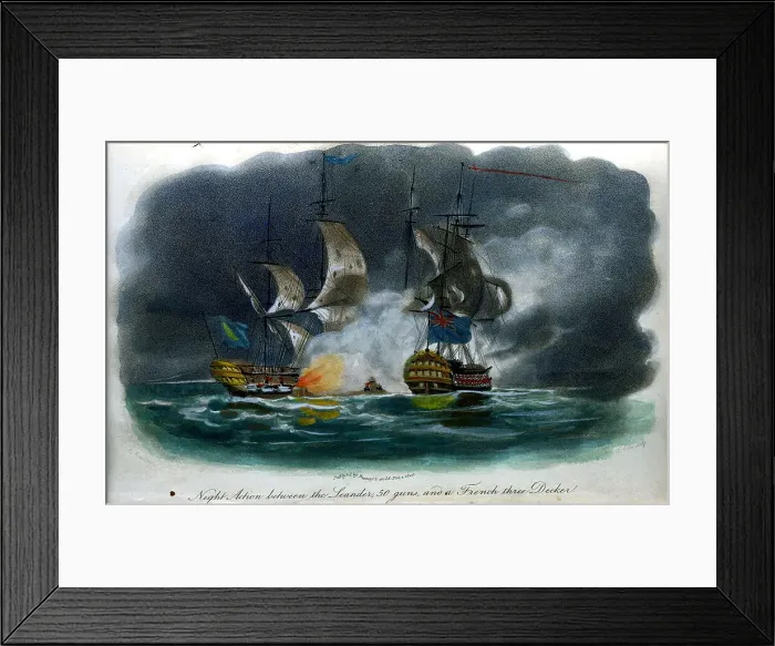 Framed Print : Night Action Between The Leander, 50 Guns, And ? Framed Print : Night Action Between The Leander, 50 Guns, And ?