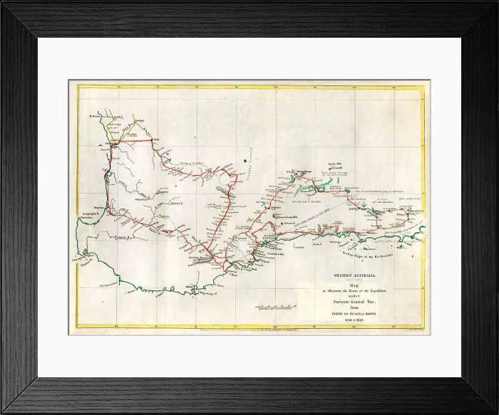 Framed Print : Western Australia - Route of Expedition Under ? Framed Print : Western Australia - Route of Expedition Under ?