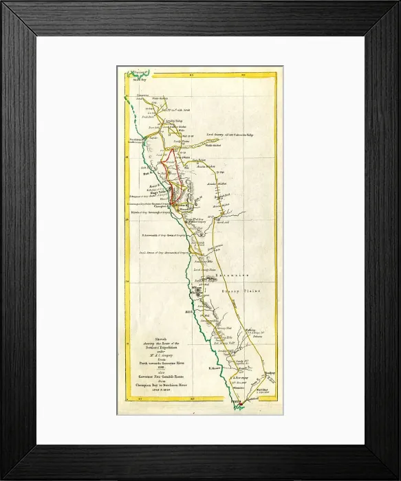 Framed Print : Western Australia - Route of The Dettlers Expedition ? Framed Print : Western Australia - Route of The Dettlers Expedition ?