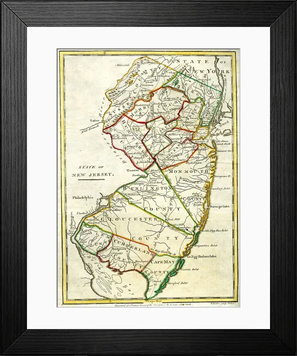 Framed Print : State of New Jersey, North America Framed Print : State of New Jersey, North America