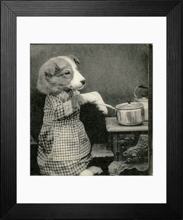 Framed Print : Cute Puppies: Cooking Framed Print : Cute Puppies: Cooking