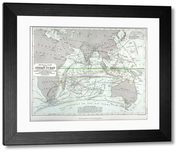 Framed Print : Physical Chart of Indian Ocean (Currents, Temperatures ?) Framed Print : Physical Chart of Indian Ocean (Currents, Temperatures ?)