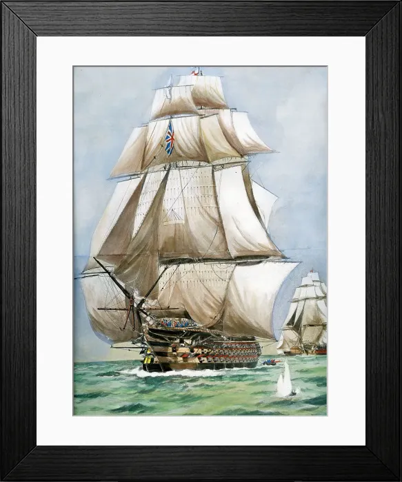 Framed Print : The Victory Going Into Action At Trafalgar Framed Print : The Victory Going Into Action At Trafalgar