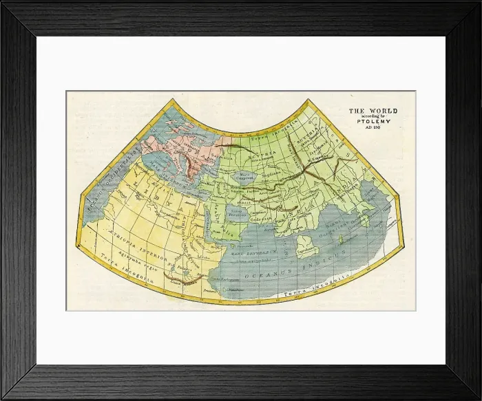 Framed Print : The World According To Ptolemy 150Ad Framed Print : The World According To Ptolemy 150Ad