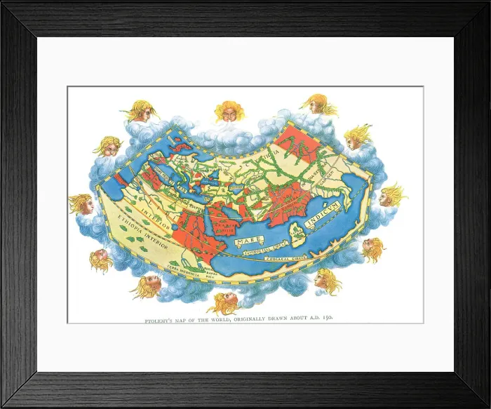 Framed Print : World According To Ptolemy Ad150 Framed Print : World According To Ptolemy Ad150