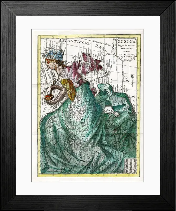 Framed Print : Cartoon Map of Europe Framed Print : Cartoon Map of Europe