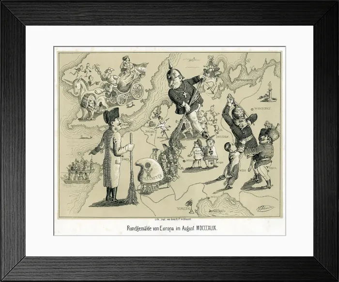 Framed Print : Cartoon Map of Northern Europe Framed Print : Cartoon Map of Northern Europe