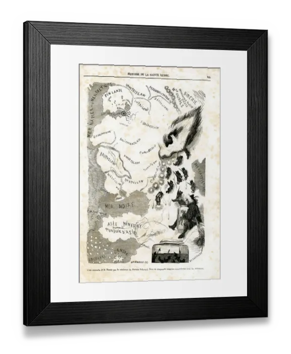 Framed Print : A Comic Map of Holy Russia - 1854 Framed Print : A Comic Map of Holy Russia - 1854