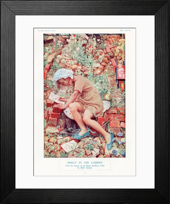 Framed Print : Molly in the Garden by Mark Symons, a painter working in the realist style between the wars. Date: 1930 Framed Print : Molly in the Garden by Mark Symons, a painter working in the realist style between the wars. Date: 1930