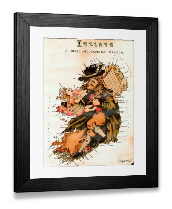 Framed Print : Comic Map of Ireland Framed Print : Comic Map of Ireland
