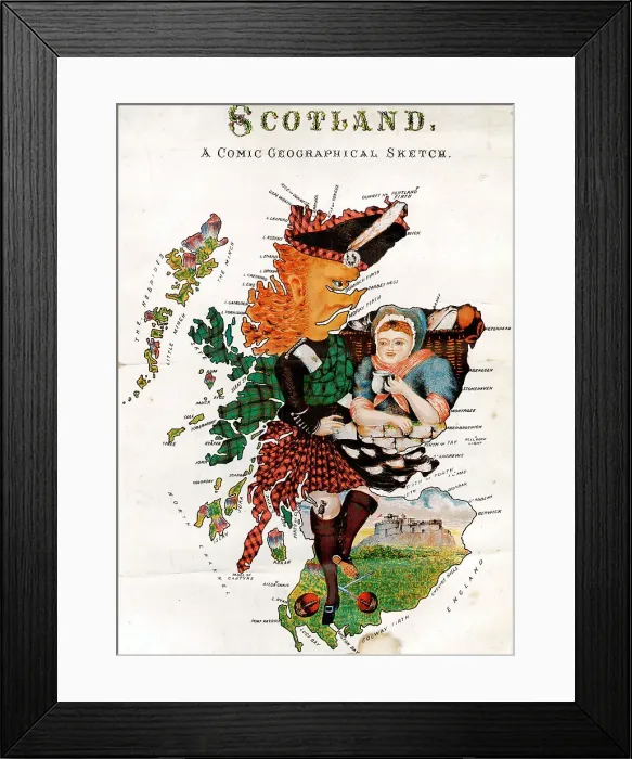 Framed Print : Comic Map of Scotland Framed Print : Comic Map of Scotland