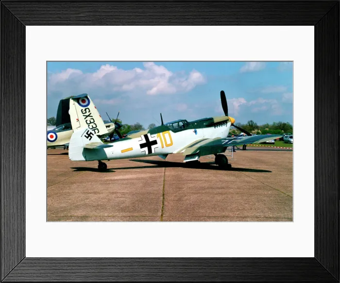 Framed Print : Hispano HA.1112-M1L Buchon G-AWHK / Yellow 10 Framed Print : Hispano HA.1112-M1L Buchon G-AWHK / Yellow 10