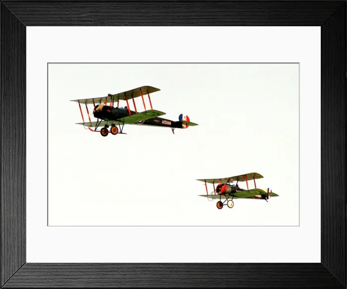 Framed Print : Avro 504K G-ADEV - H5199 & Pup replica G-EBKY - N6180 Framed Print : Avro 504K G-ADEV - H5199 & Pup replica G-EBKY - N6180