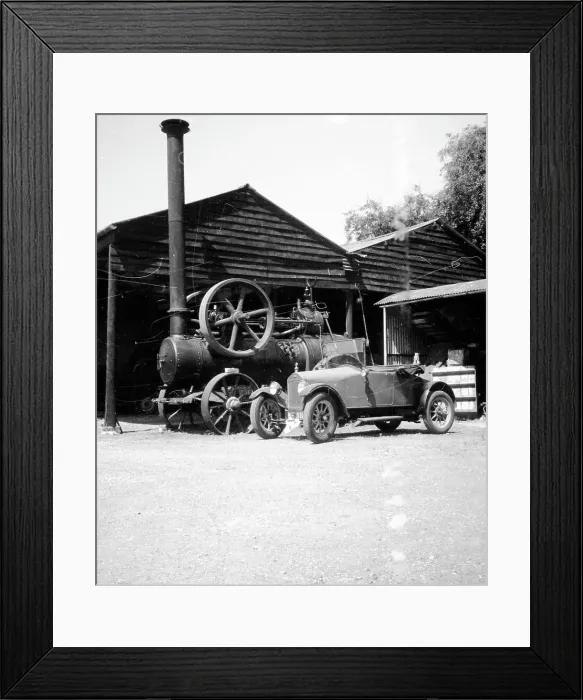 Framed Print : Wolseley 10hp Roadster KE 5111 and Marshall Portable Engine Framed Print : Wolseley 10hp Roadster KE 5111 and Marshall Portable Engine