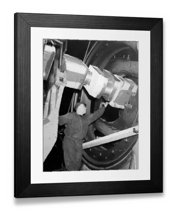 Framed Print : Machining the crankshaft of a large diesel engine Framed Print : Machining the crankshaft of a large diesel engine