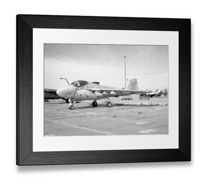 Framed Print : United States Navy - Grumman A-6E Intruder 152925 (MSN I-229), formerly of of VA-145 at Davis-Monthan AFB for storage and disposal, on 22 January 1994. Date: 1994 Framed Print : United States Navy - Grumman A-6E Intruder 152925 (MSN I-229), formerly of of VA-145 at Davis-Monthan AFB for storage and disposal, on 22 January 1994. Date: 1994
