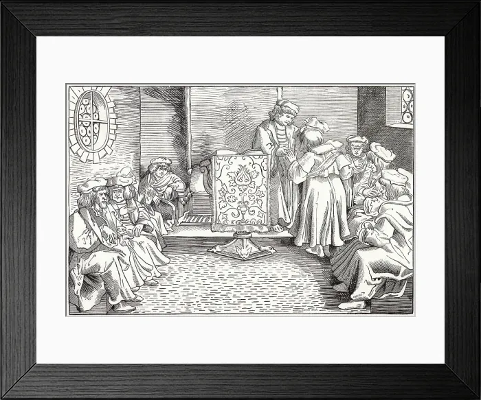 Framed Print : A student at a university in France receives his doctorate. Date: 16th century Framed Print : A student at a university in France receives his doctorate. Date: 16th century