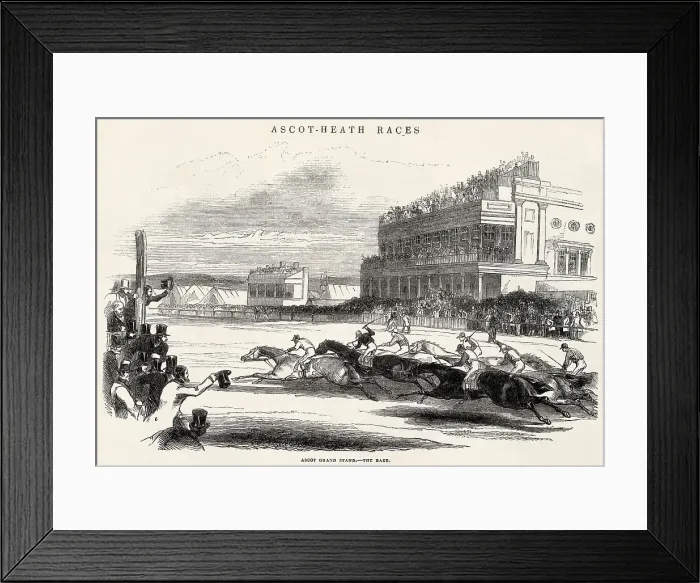 Framed Print : Horse race, including the Grandstand. Date: 1843 Framed Print : Horse race, including the Grandstand. Date: 1843