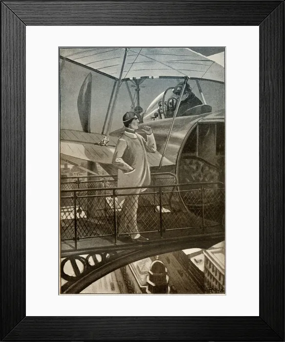 Framed Print : A captain of industry boards his private aircraft, in a thousand years time - though his pilot wears goggles and his own dress is much like today's... Date: 1889 Framed Print : A captain of industry boards his private aircraft, in a thousand years time - though his pilot wears goggles and his own dress is much like today's... Date: 1889