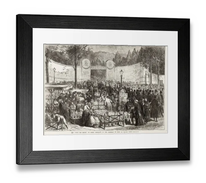 Framed Print : La Jour des Morts (Day of the Dead) - Parisiens visit tombs of their dead relatives Date: 1869 Framed Print : La Jour des Morts (Day of the Dead) - Parisiens visit tombs of their dead relatives Date: 1869