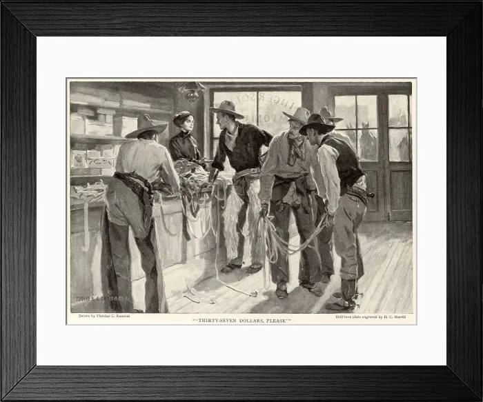 Framed Print : shopping in a western store Date: 1912