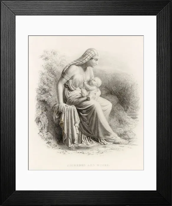 Framed Print : Jochebed, Moses mother, sits by the Nile wondering what to do with her son : eventually she decides to set him adrift in a boat made of reeds, hoping someone will find him Framed Print : Jochebed, Moses mother, sits by the Nile wondering what to do with her son : eventually she decides to set him adrift in a boat made of reeds, hoping someone will find him