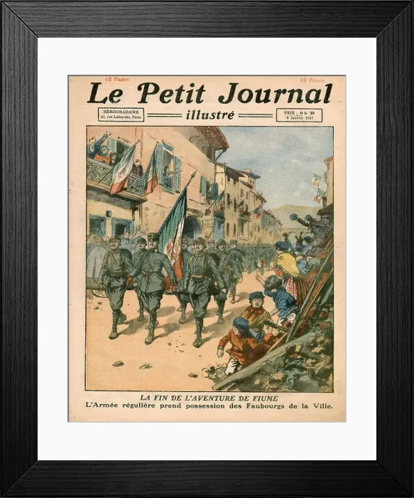 Framed Print : Italian troops force the revolutionary nationalist Gabriele D'Annunzio and his troops out of Fiume, Italy (now Rijeka, Croatia). Date: 27 December 1920
