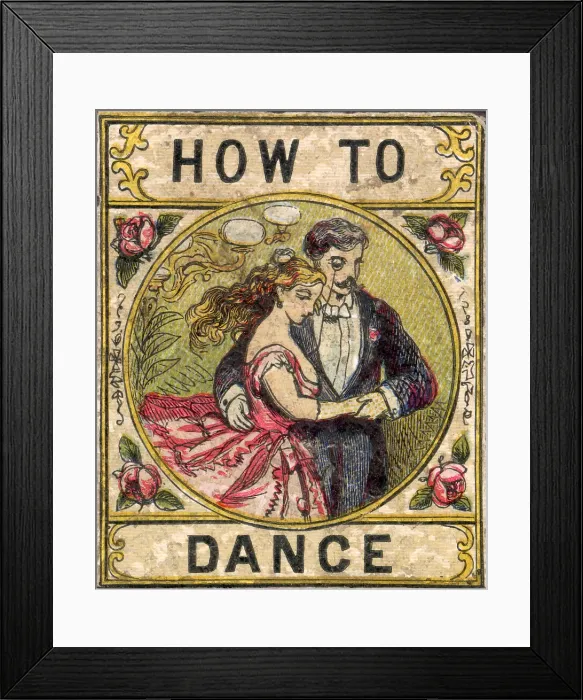 Framed Print : A lively couple show how it's done on the cover of this How To book. Date: circa 1880 Framed Print : A lively couple show how it's done on the cover of this How To book. Date: circa 1880